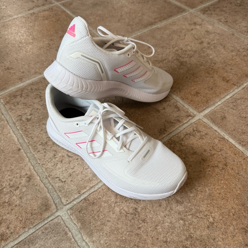 Adidas Women's White and Pink Running Shoes